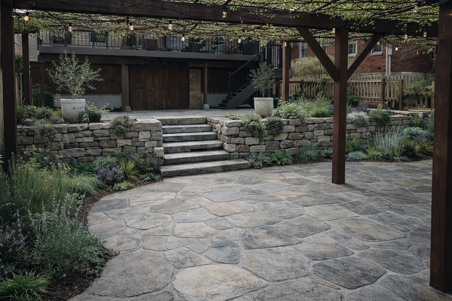 Stone steps installed by Kelley Construction in Pittsburgh
